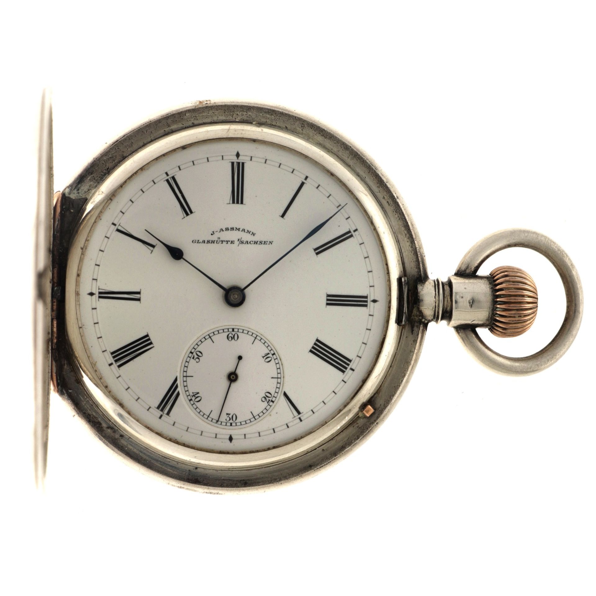 No Reserve - J. Assman Silver (900/1000) - Men's pocket watch. 