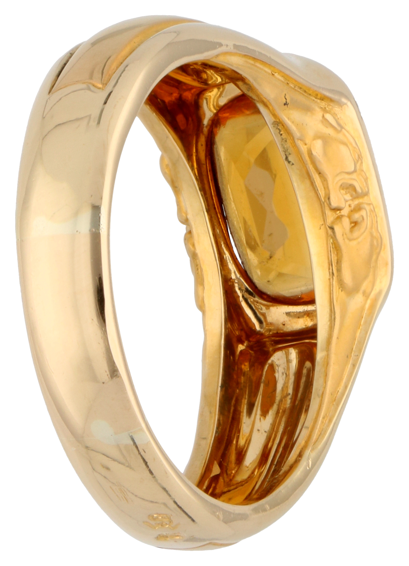 No Reserve - 18K Yellow gold ring with orange yellow citrine. - Image 2 of 4