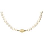 No Reserve - J. Köhle 14K yellow gold Akoya pearl necklace.