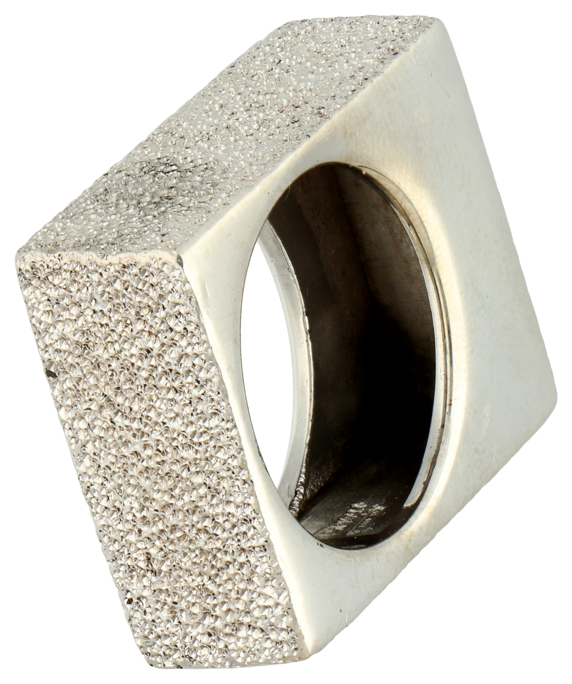 No Reserve - Pianegonda sterling silver brushed square ring. - Image 2 of 4