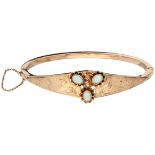 No Reserve - 14K Rose gold bangle bracelet with opal.