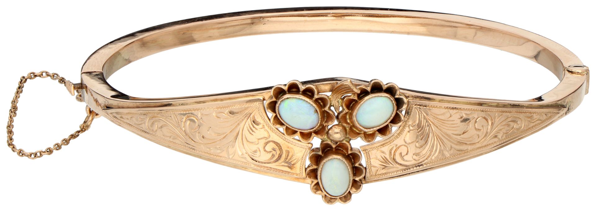 No Reserve - 14K Rose gold bangle bracelet with opal.