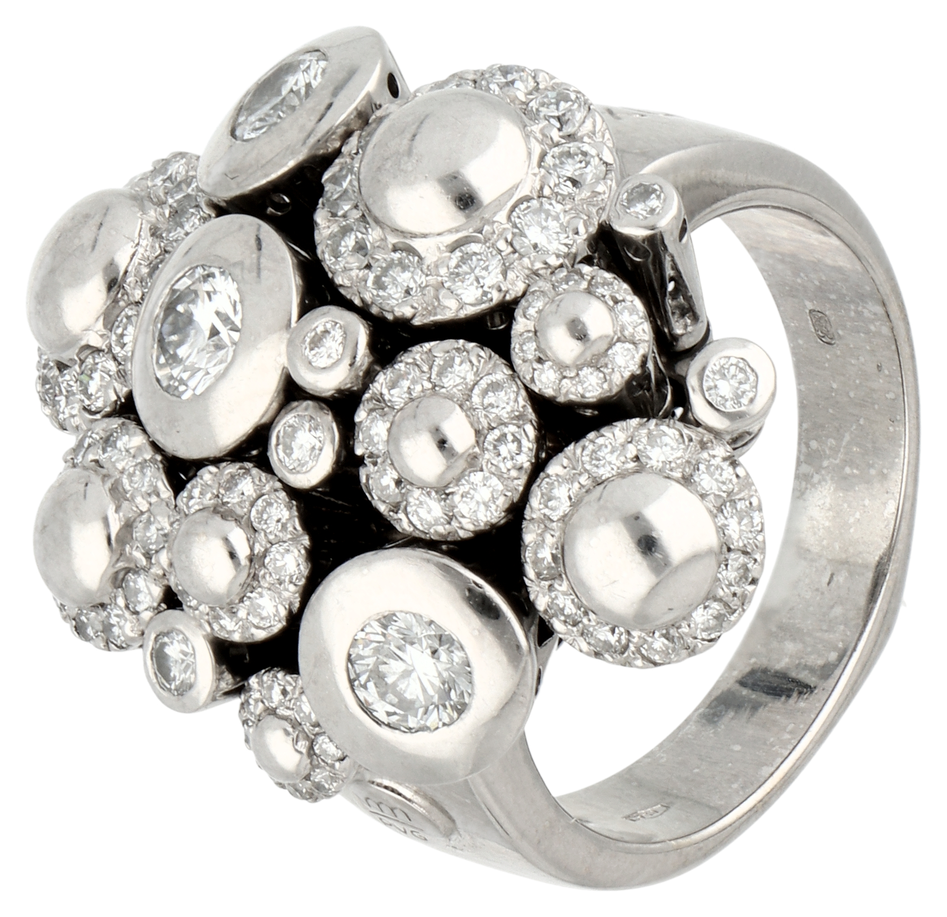 No Reserve - Ponte Vecchio 18K white gold 'Exuberance' design ring with diamond.