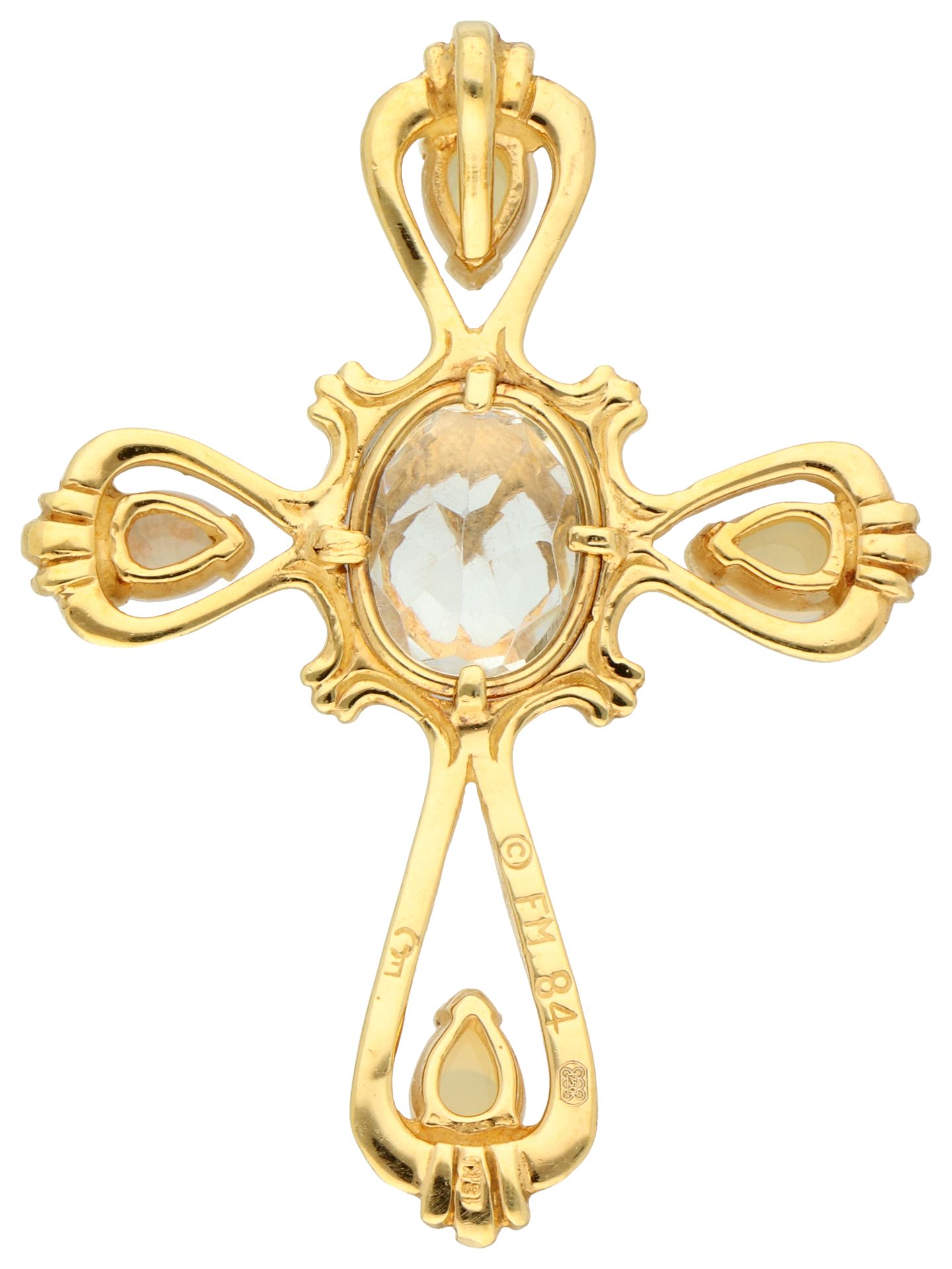 No Reserve - Franklin Mint 18K yellow gold cross pendant with Welo opal. - Bild 2 aus 3