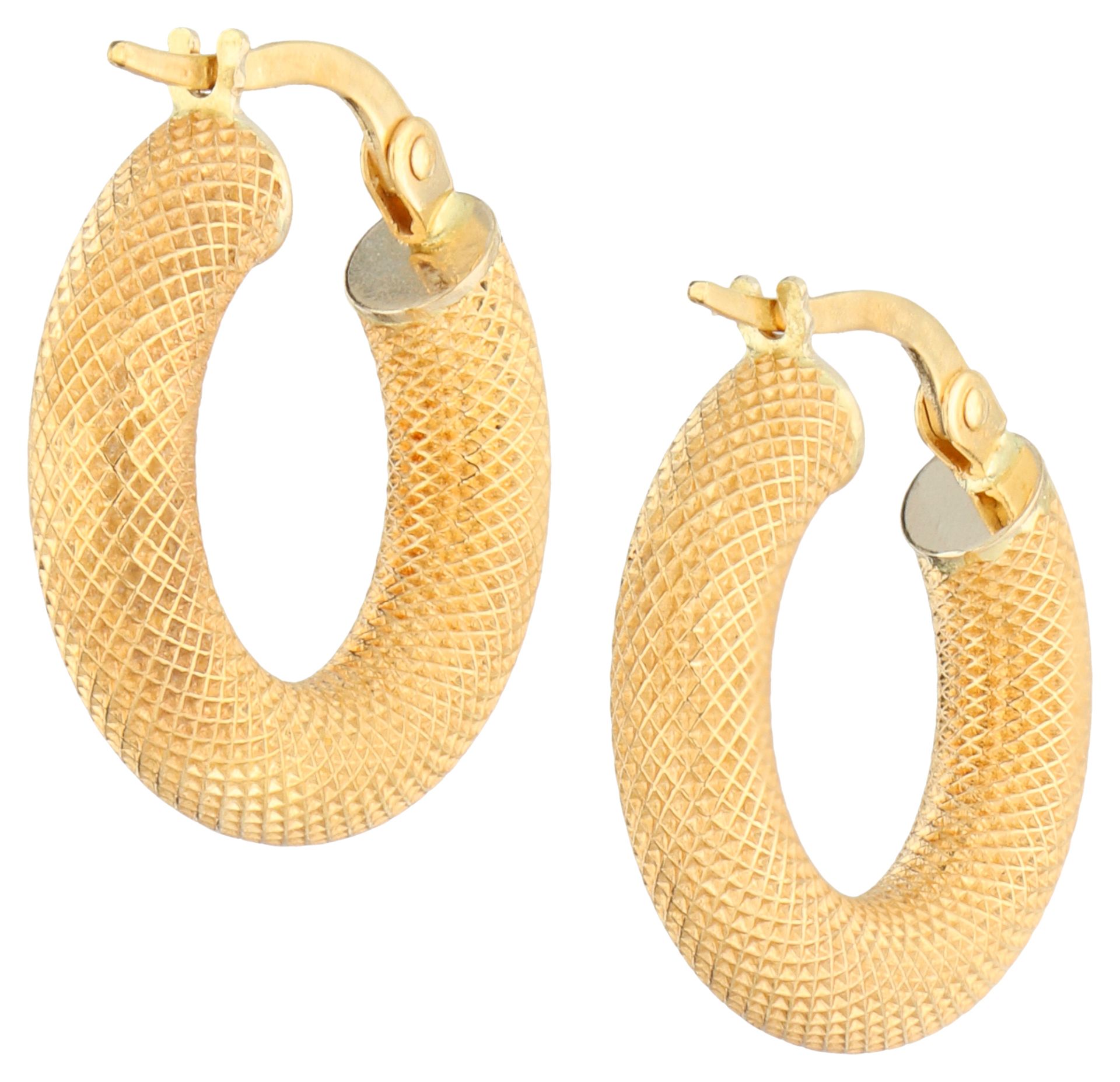 No Reserve - UnoAErre 18K rose gold diamond-plated hoop earrings. - Bild 2 aus 2