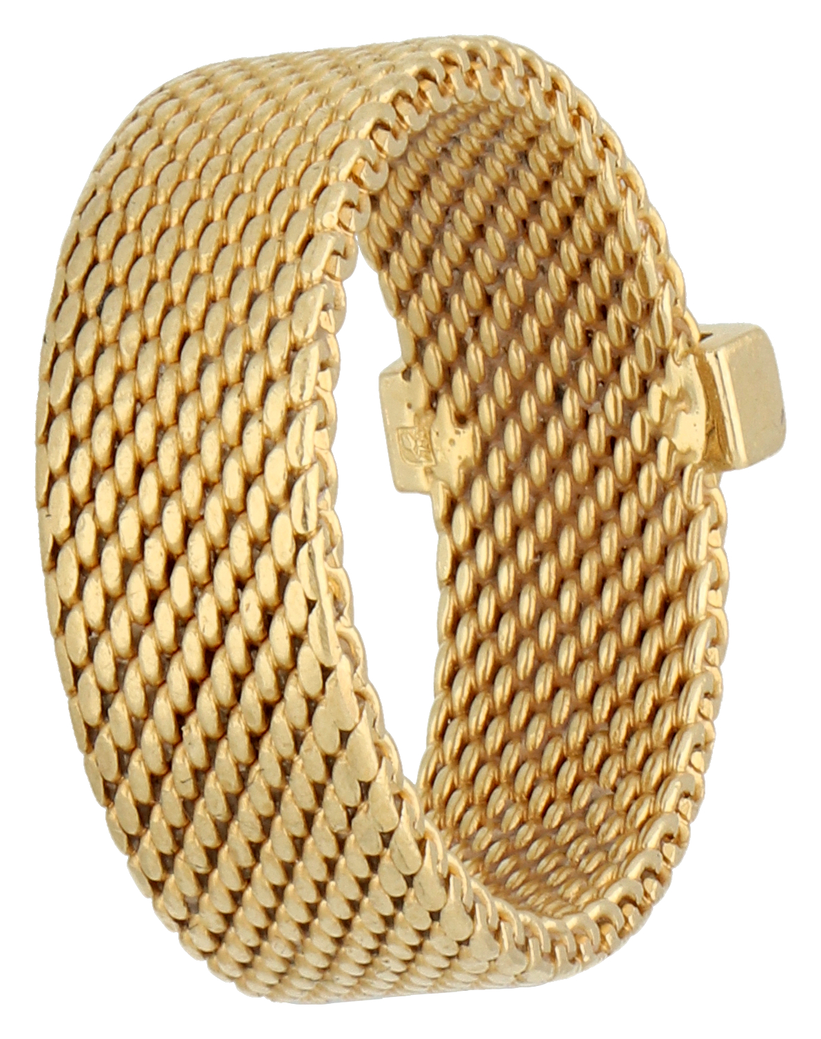 No Reserve - Tiffany & Co 18K yellow gold mesh ring set with approx. 0.04 ct. diamond. - Image 2 of 3