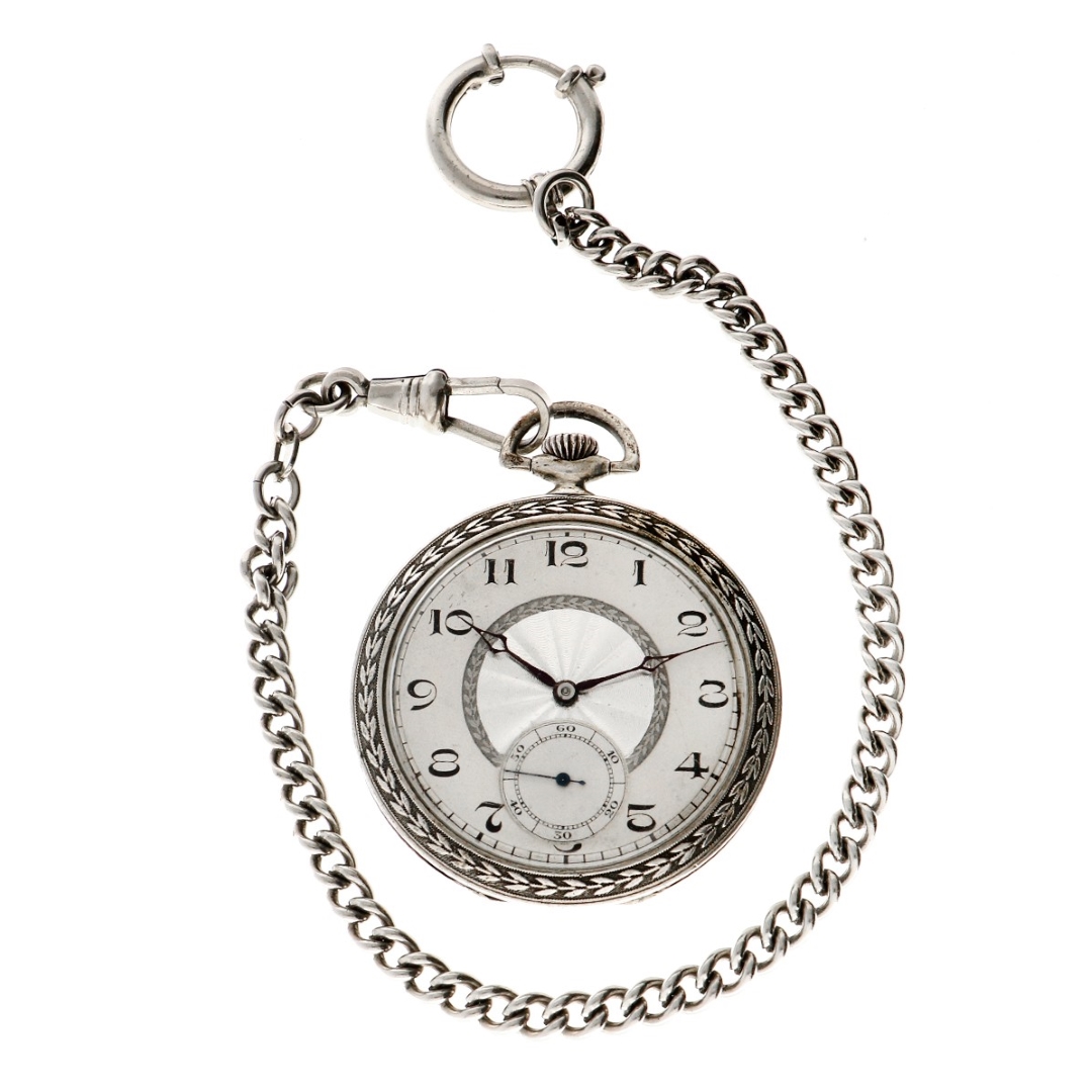 No Reserve - Lever-Escapement silver 800/1000 - Men's pocketwatch. - Image 4 of 4