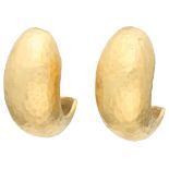 No Reserve - 18K Yellow gold hammered half-moon studs.