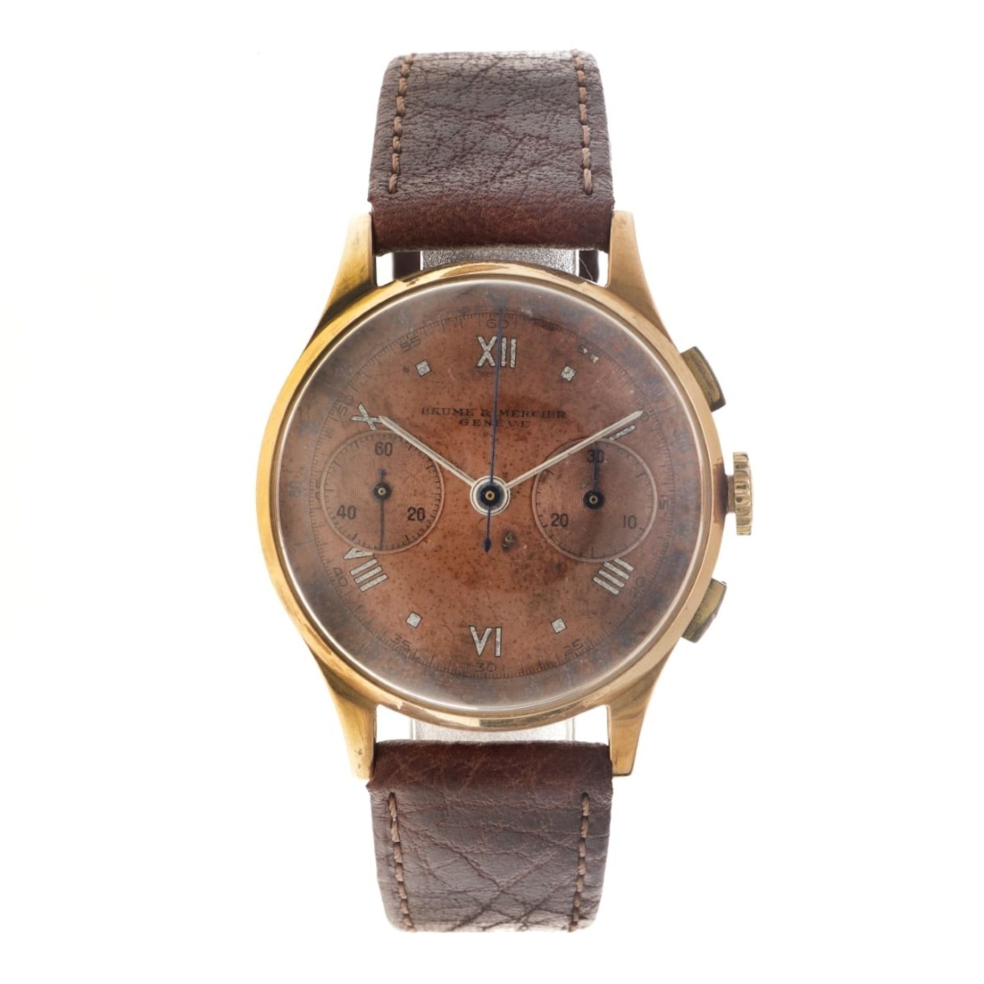 No Reserve - Baume & Mercier vintage 18K. chronograph - Men's watch.