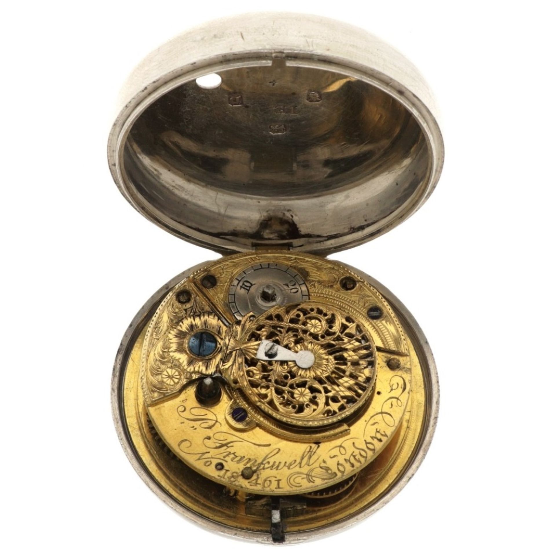 No Reserve - P. Frankwell Verge Fusee  Escapement Silver (925/1000) - Men's pocket watch - approx. 1 - Bild 5 aus 5
