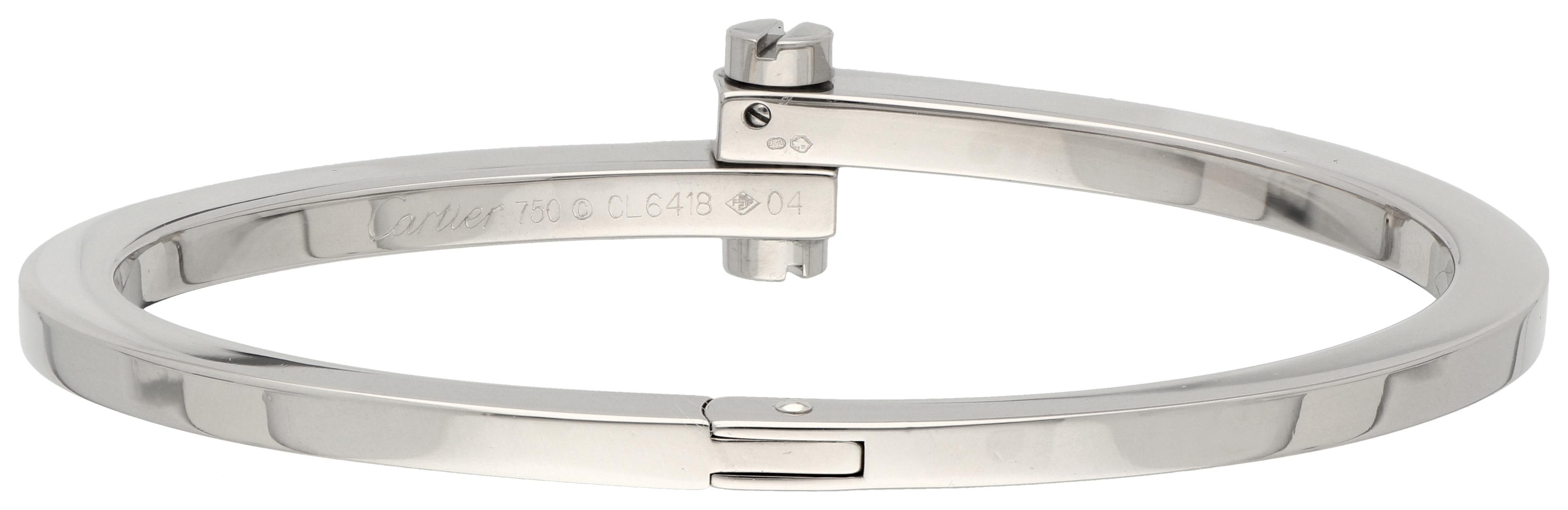 No Reserve - Cartier Menotte 18K white gold bracelet bangle and screwdriver.