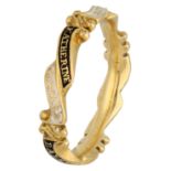 No Reserve - Antique 18K yellow gold English double commemorative ring.