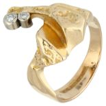 No Reserve - 14K Yellow gold asymmetric ring set with approx. 0.03 ct. diamond.