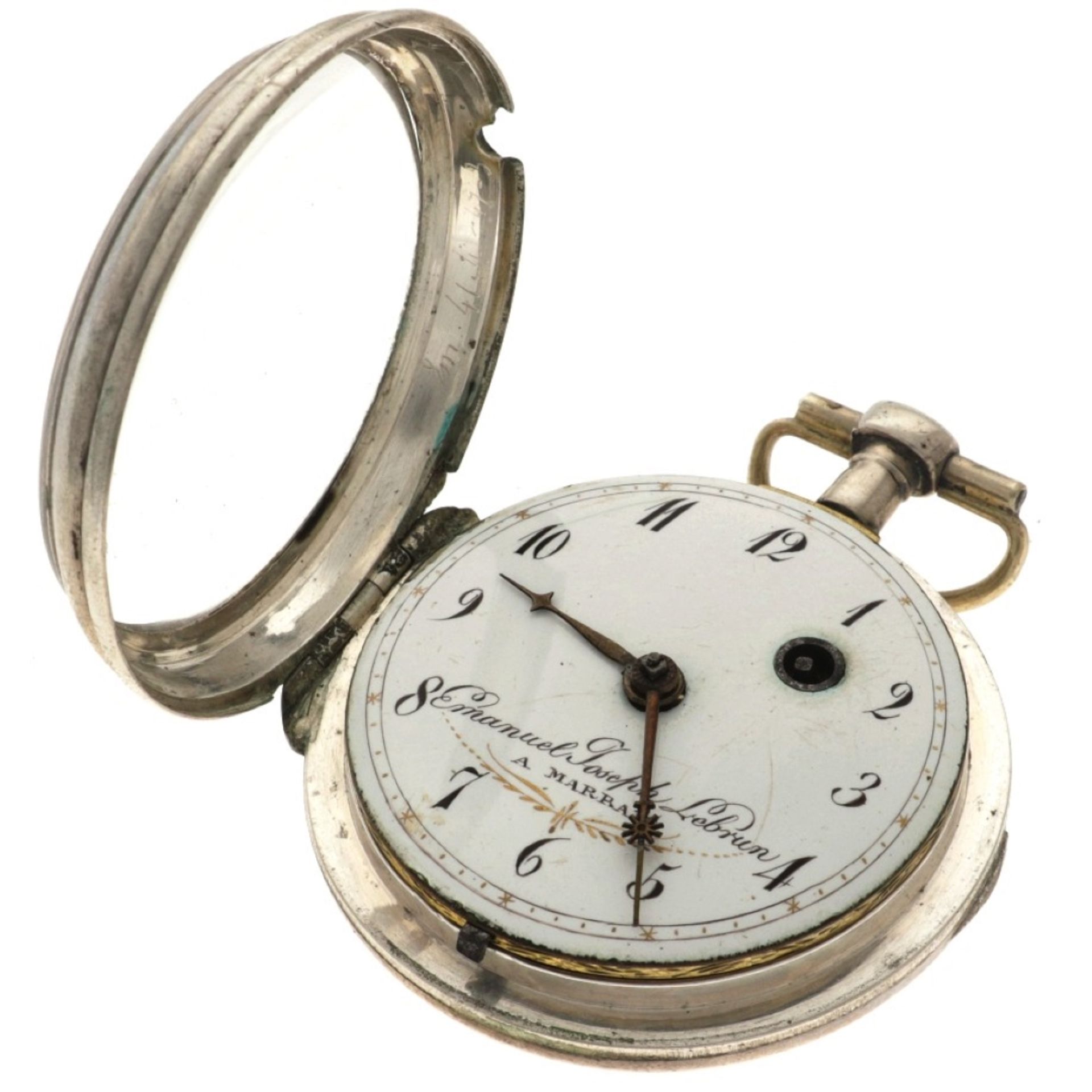 No Reserve - Emanual Joseph Lebrun silver (835/1000) - Men's pocket watch.  - Bild 3 aus 4