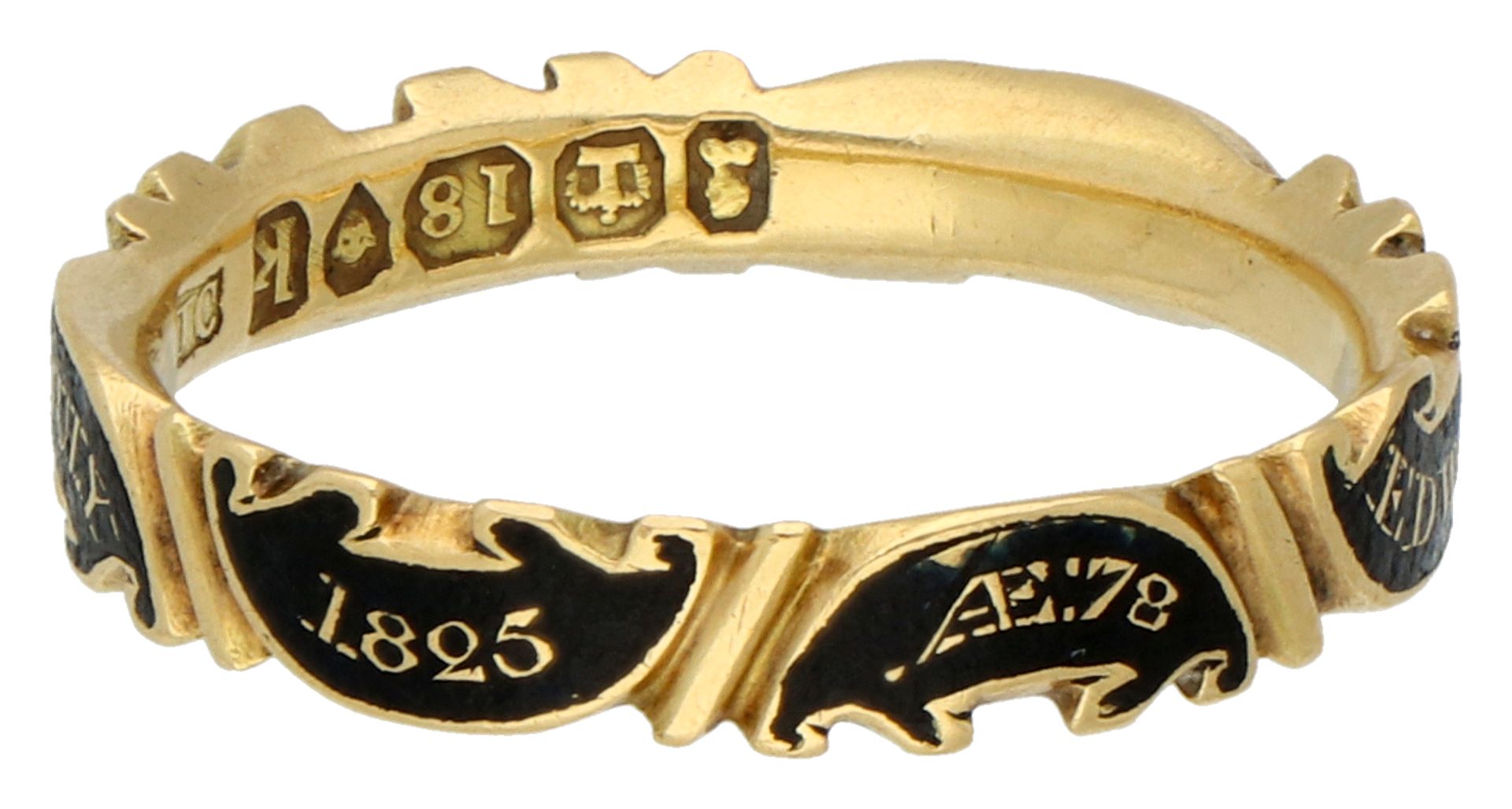 No Reserve - English antique 18K yellow gold memorial ring from 1825. - Image 3 of 4
