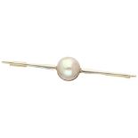 No Reserve - French 18K yellow gold / platinum barrette brooch set with mabé pearl.
