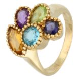 No Reserve - Rizit 18K yellow gold cocktail ring set with gemstones.