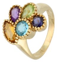 No Reserve - Rizit 18K yellow gold cocktail ring set with gemstones.