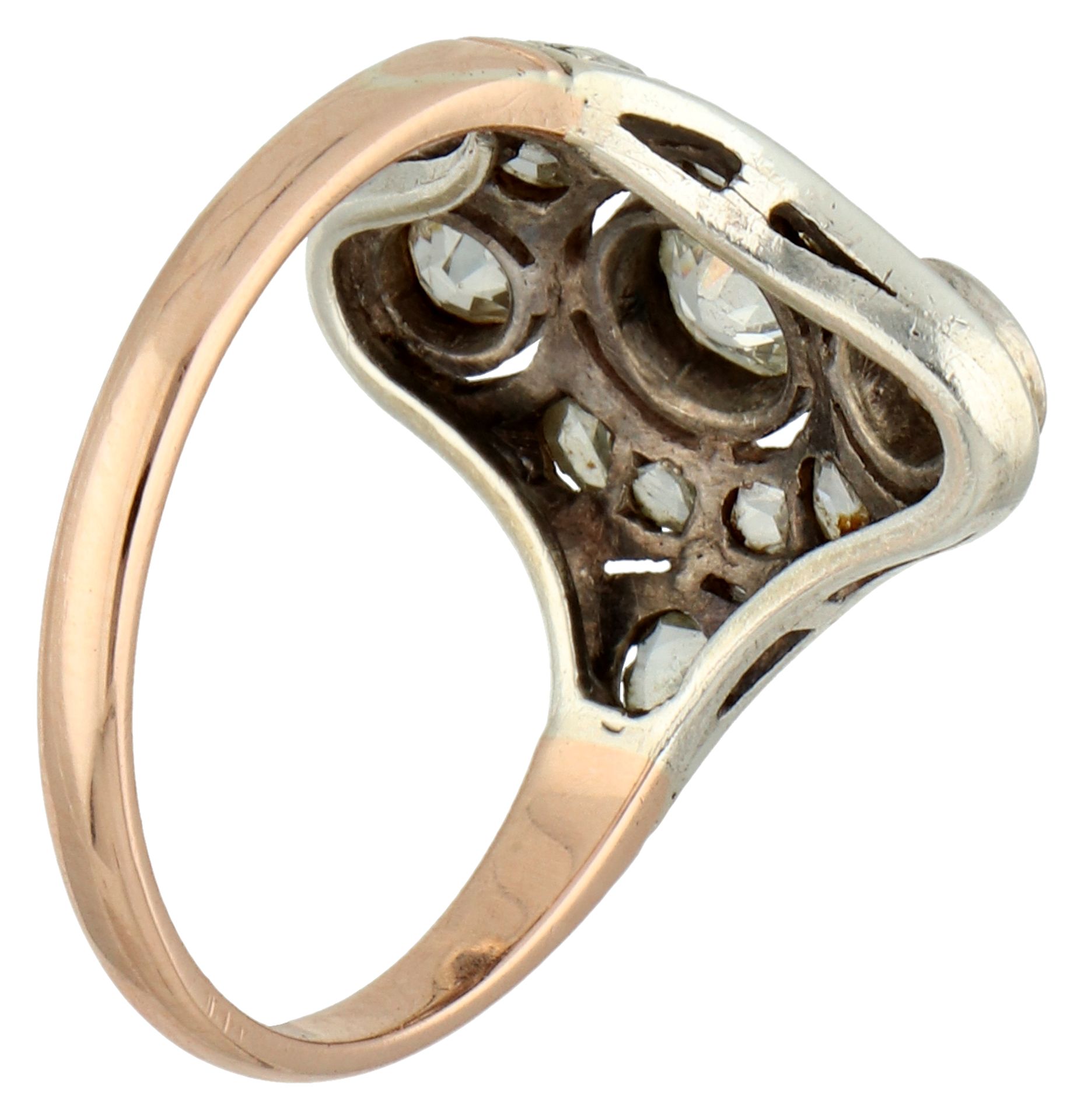No Reserve - 12K rose gold Art Deco ring set with approx. 0.44 ct. diamond. - Bild 2 aus 2