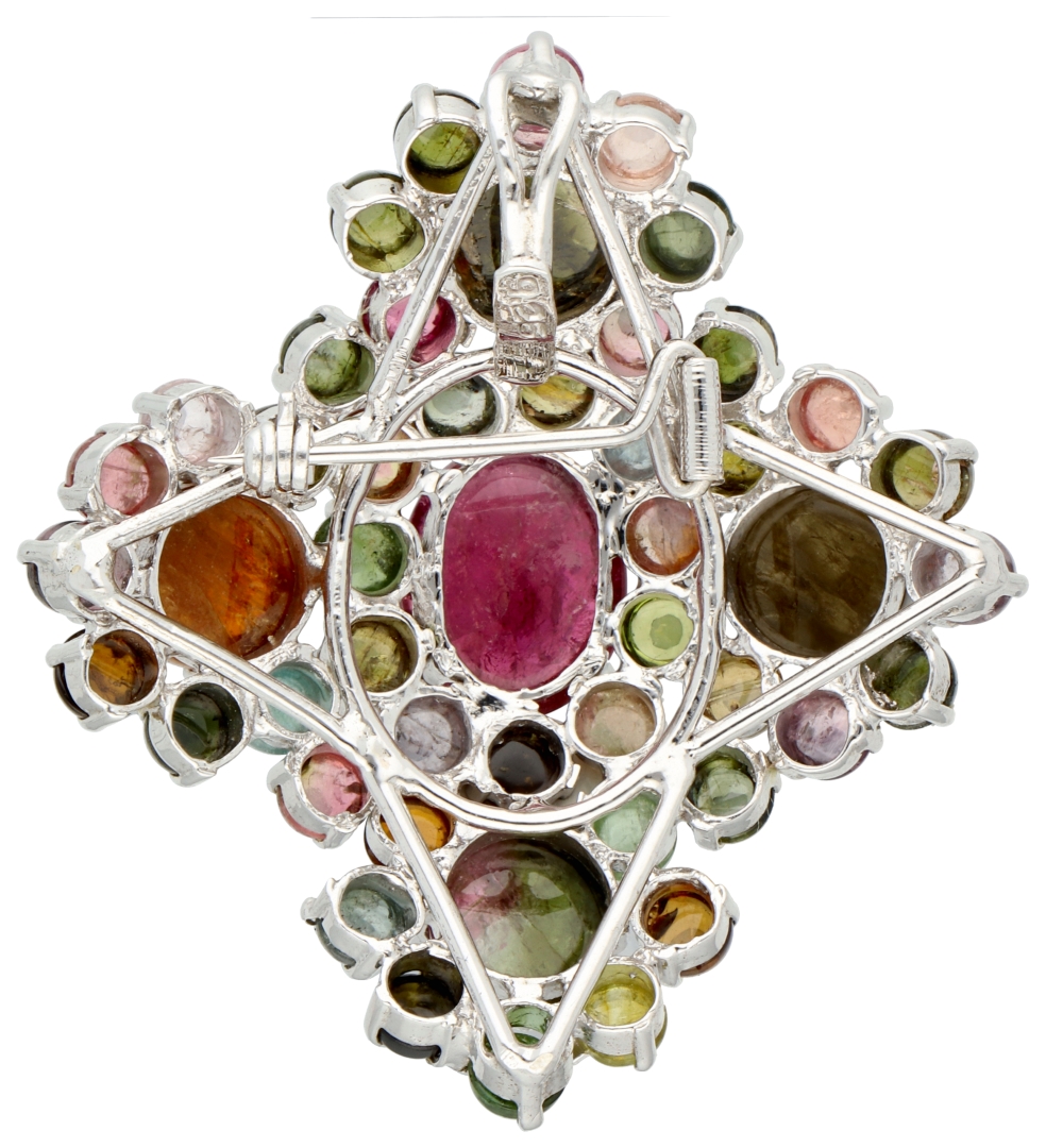 No Reserve - Silver brooch/pendant with tourmalines. - Image 2 of 3