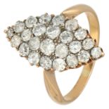 No Reserve - 18K yellow gold marquise ring with old cut diamond.
