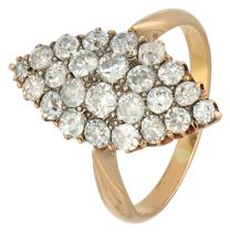 No Reserve - 18K yellow gold marquise ring with old cut diamond.