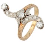 No Reserve - Gold/platinum Duchesse ring set with approx. 0.20 ct. diamond.