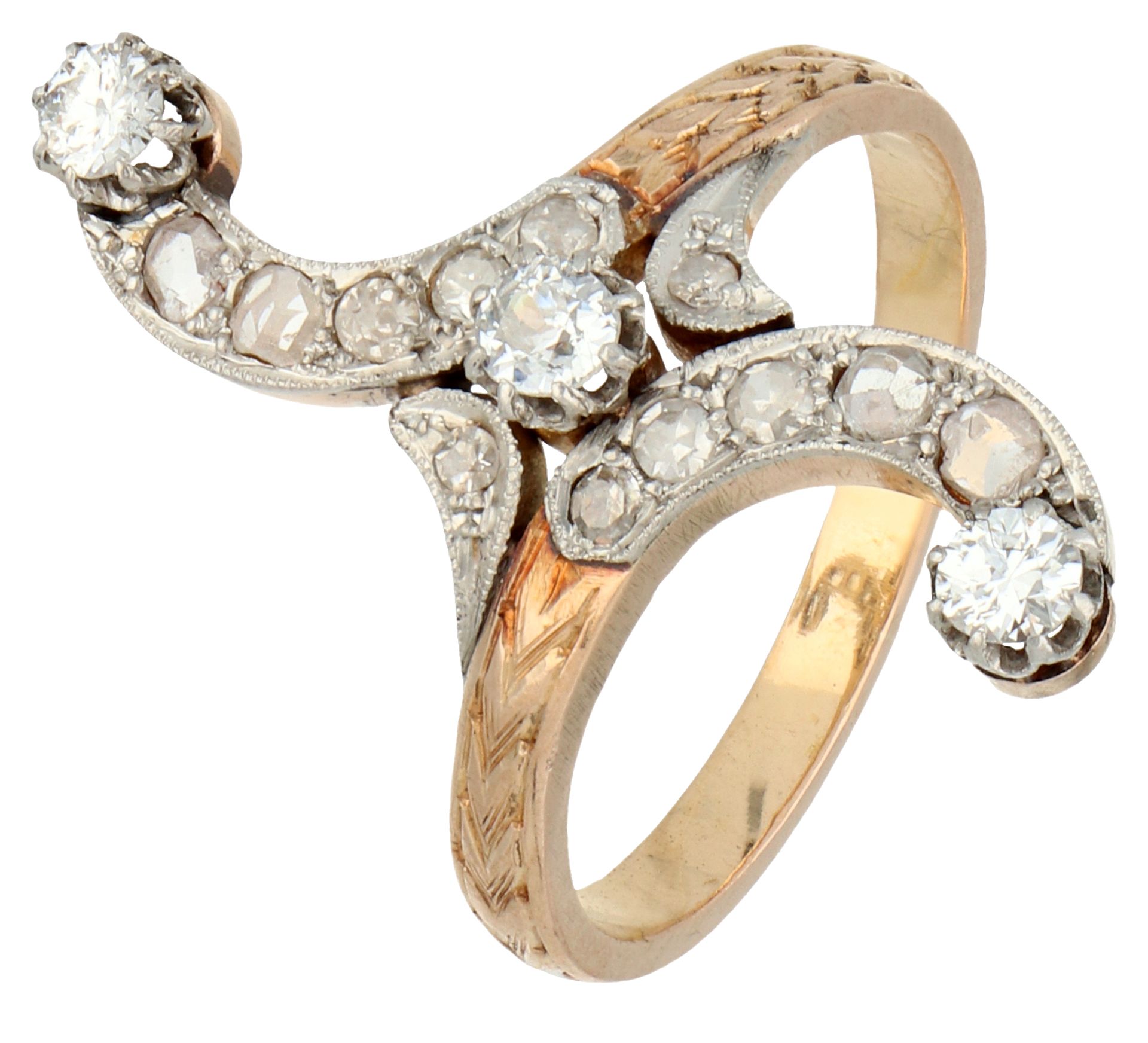 No Reserve - Gold/platinum Duchesse ring set with approx. 0.20 ct. diamond.