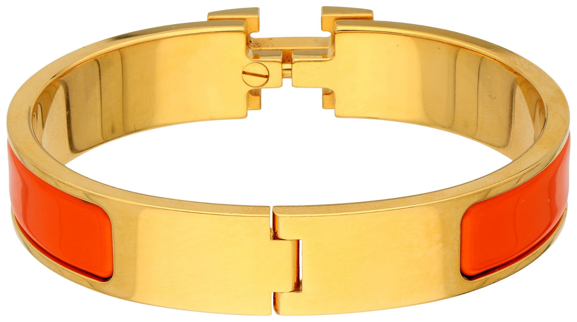 No Reserve - Hermès 'CLIC H' bracelet with orange enamel.  - Bild 2 aus 4