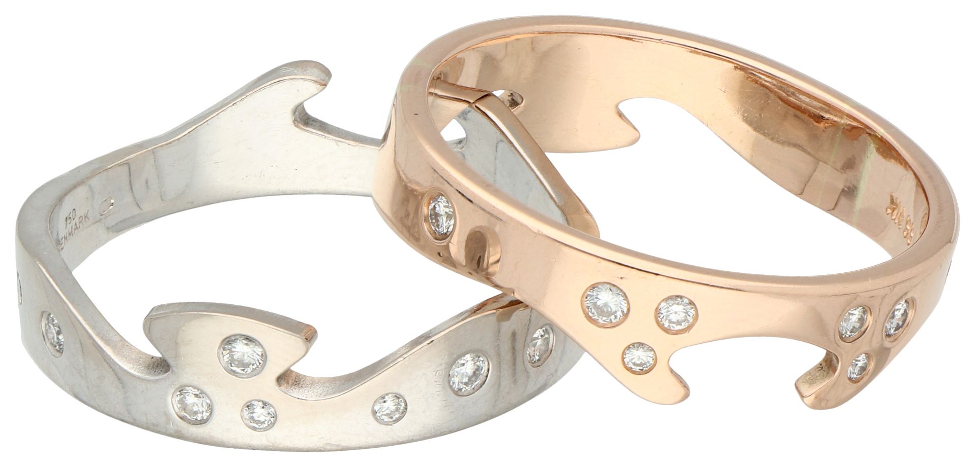 No Reserve - Georg Jensen 18K bicolor gold Fusion ring set with approx. 0.30 ct. diamond. - Bild 3 aus 5