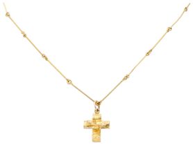 No Reserve - Lapponia 14K yellow gold cross pendant on necklace from the 1970s.