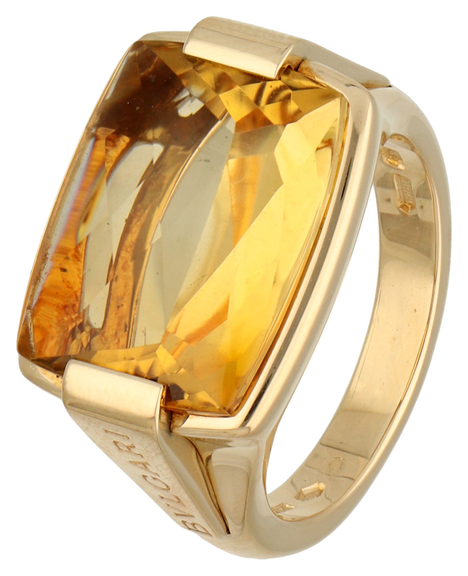 No Reserve - Bvlgari 18K yellow gold 'Allegra' ring set with approx. 9.13 ct. citrine.
