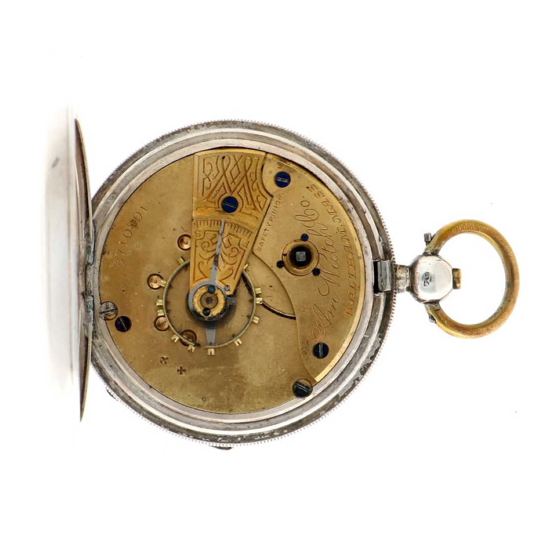 No Reserve - Waltham Mass. 925/1000 silver - Men's pocketwatch - approx. 1800 - 1850. - Image 3 of 5