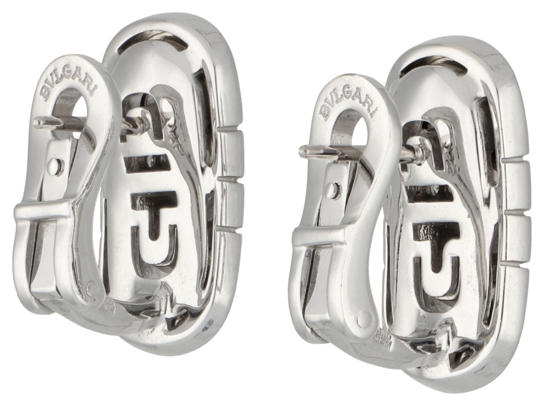 No Reserve - Bvlgari 18K white gold 'Parentesi' stud earrings set with approx. 0.52 ct. diamond. - Bild 2 aus 6