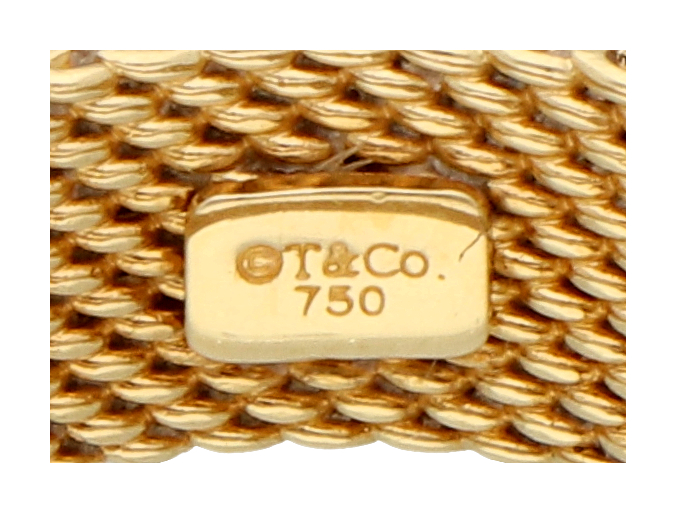 No Reserve - Tiffany & Co 18K yellow gold mesh ring set with approx. 0.04 ct. diamond. - Image 3 of 3