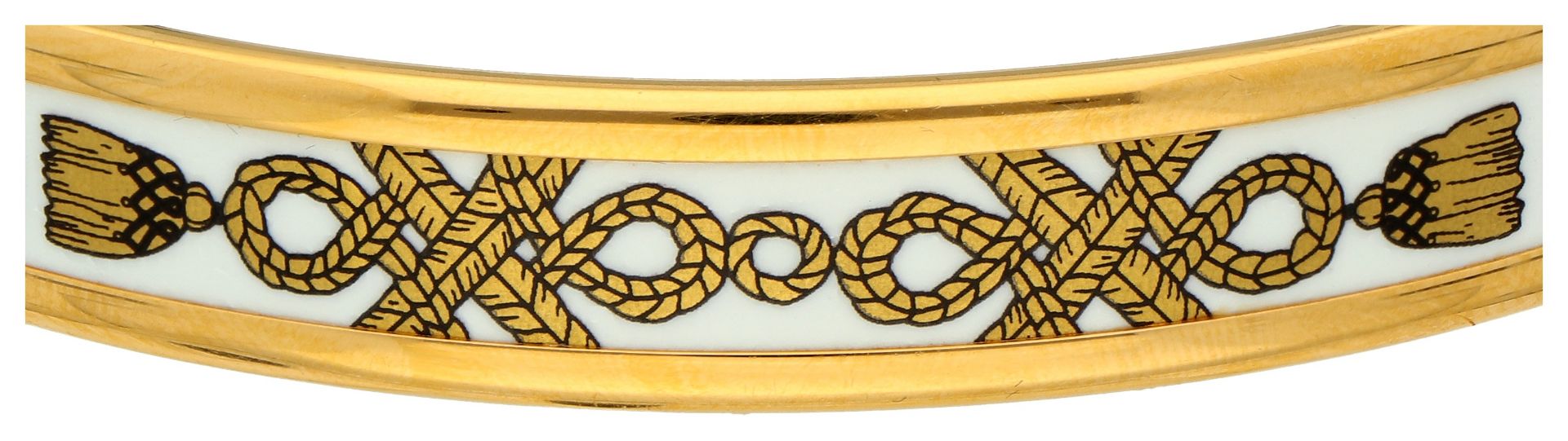 No Reserve - Hermès steel bangle bracelet with white enamel. - Image 6 of 6