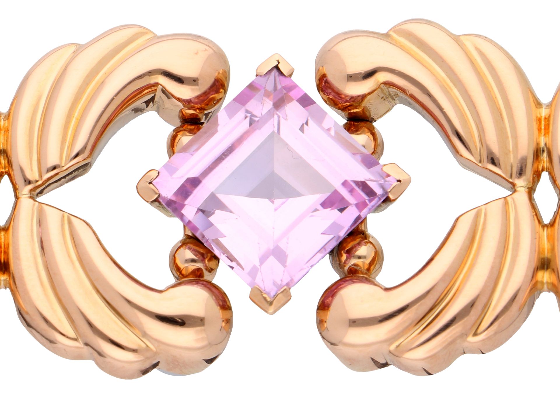 No Reserve - 14K Rose gold bracelet with synthetic pink sapphires. - Bild 2 aus 3
