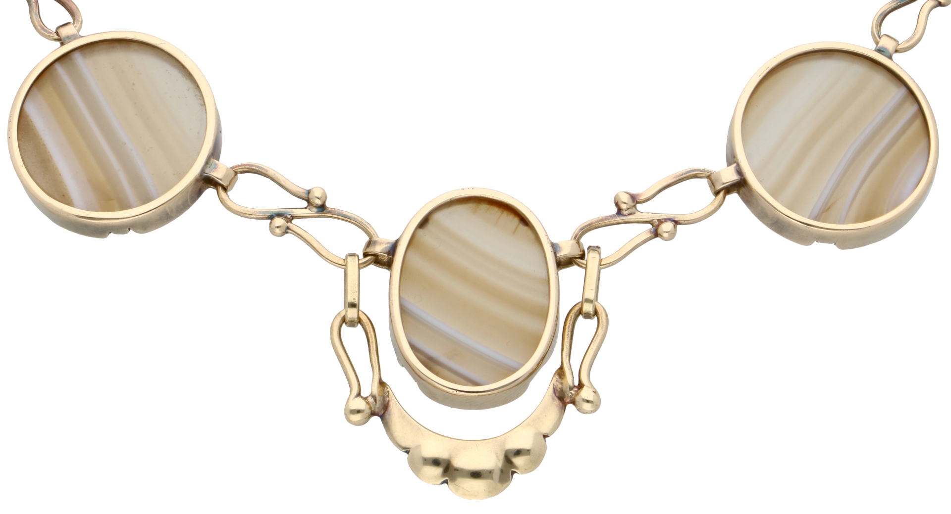 No Reserve - 14K Yellow gold necklace with agate. - Image 2 of 3
