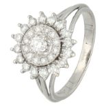 No Reserve - 18K White gold rosette ring set with approx. 0.38 ct. diamond.