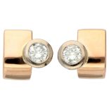 No Reserve - 18K Rose Gold stud earrings set with approx. 1.21 ct. diamond.
