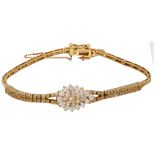 No Reserve - 14K Yellow gold bracelet set with approx. 1.24 ct. diamond.