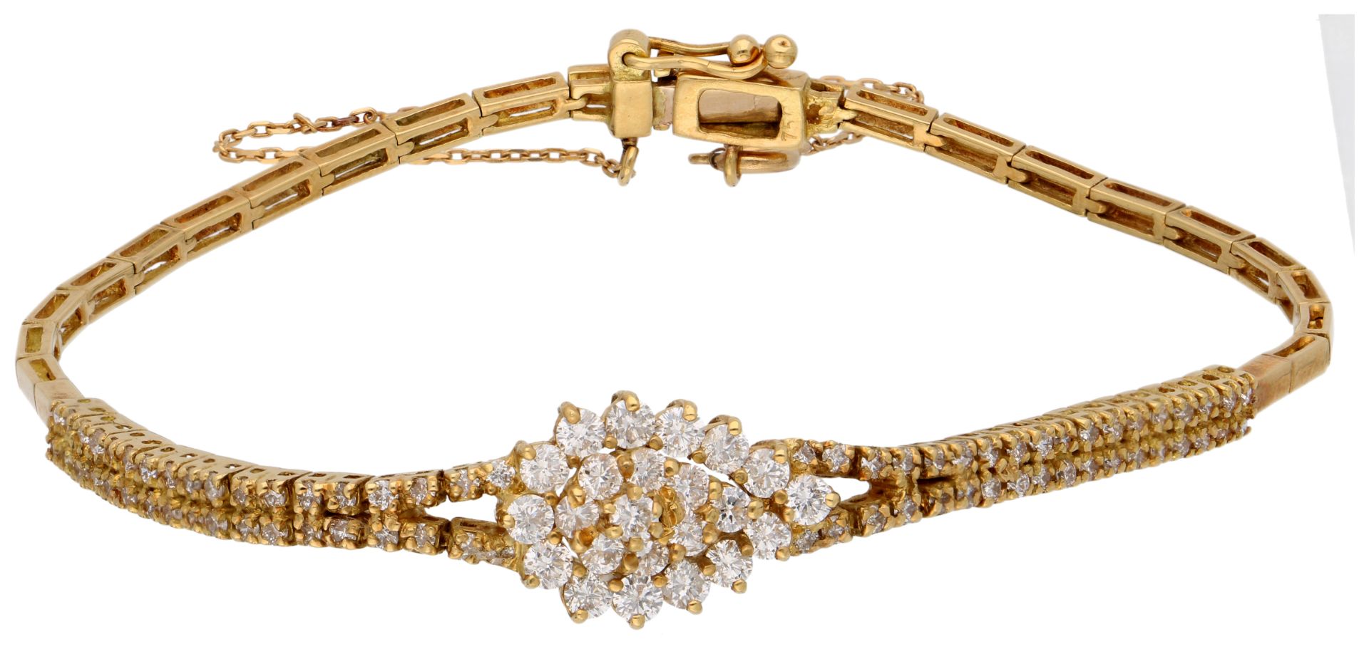 No Reserve - 14K Yellow gold bracelet set with approx. 1.24 ct. diamond.