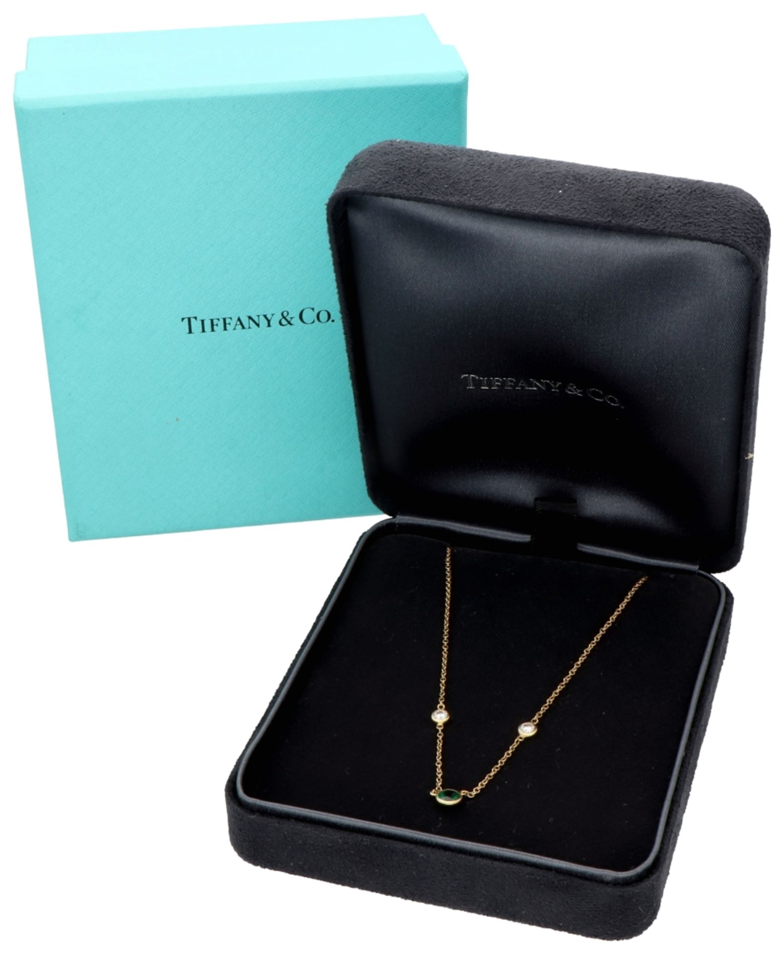 No Reserve - Elsa Peretti for Tiffany & Co 18K yellow gold "Color by the Yard" necklace set with eme - Bild 5 aus 5
