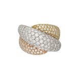 No Reserve - Damiani 18K bicolor gold crossover ring set with approx. 2.20 ct. diamond.
