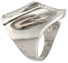 No Reserve - 18K white gold design ring set with approx. 0.28 ct. diamond.