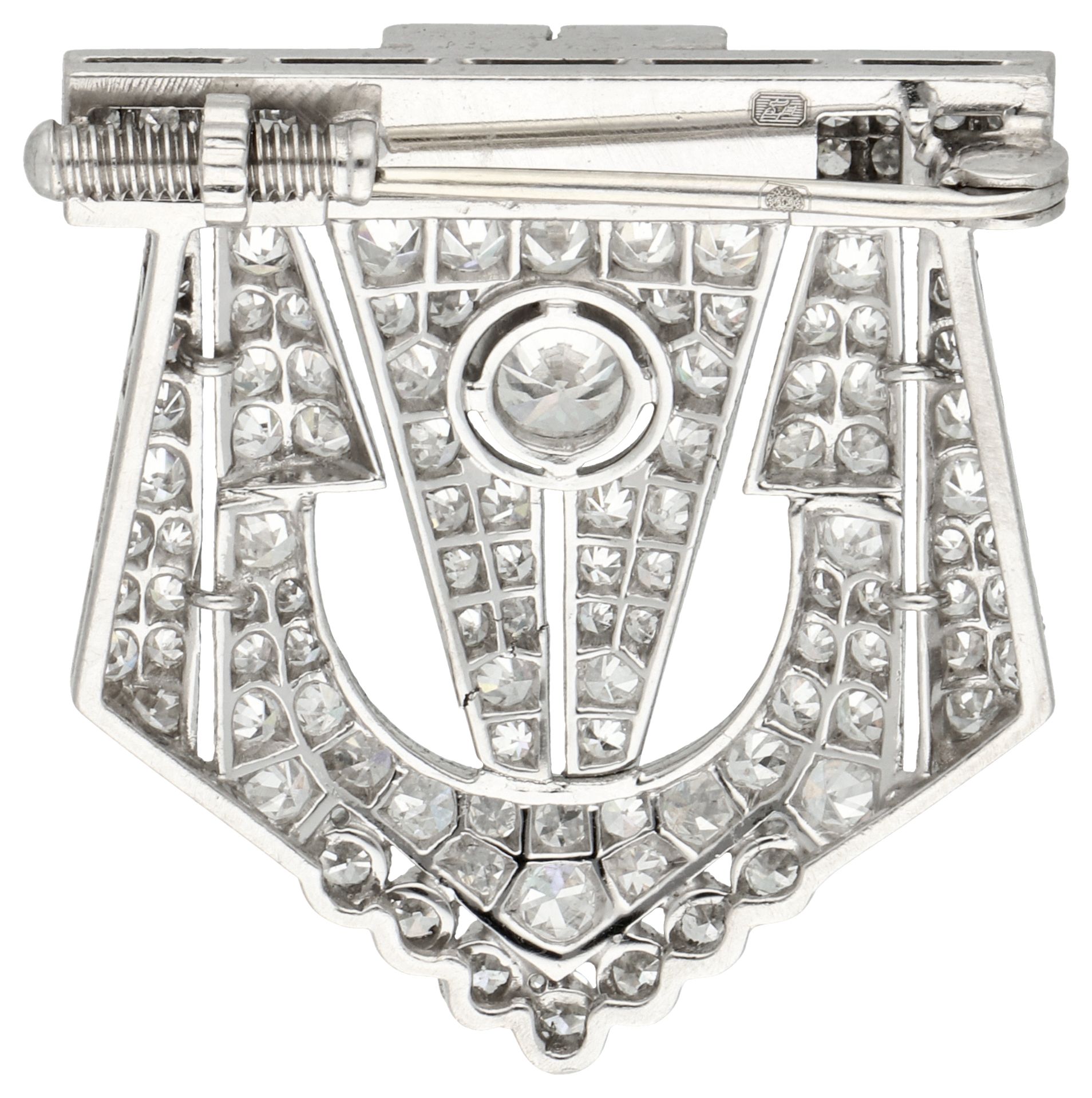 No Reserve - Platinum Art Deco style brooch set with approx. 2.03 ct. diamond. - Image 2 of 3