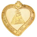 No Reserve - 18K Yellow gold antique remembering brooch of burning heart from 1866.