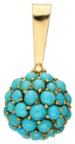 No Reserve - 14K Yellow Gold pendant with synthetic turquoise.