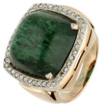 No Reserve - Art Deco-style 12K yellow gold ring set with tourmaline of approx. 15.28 ct.