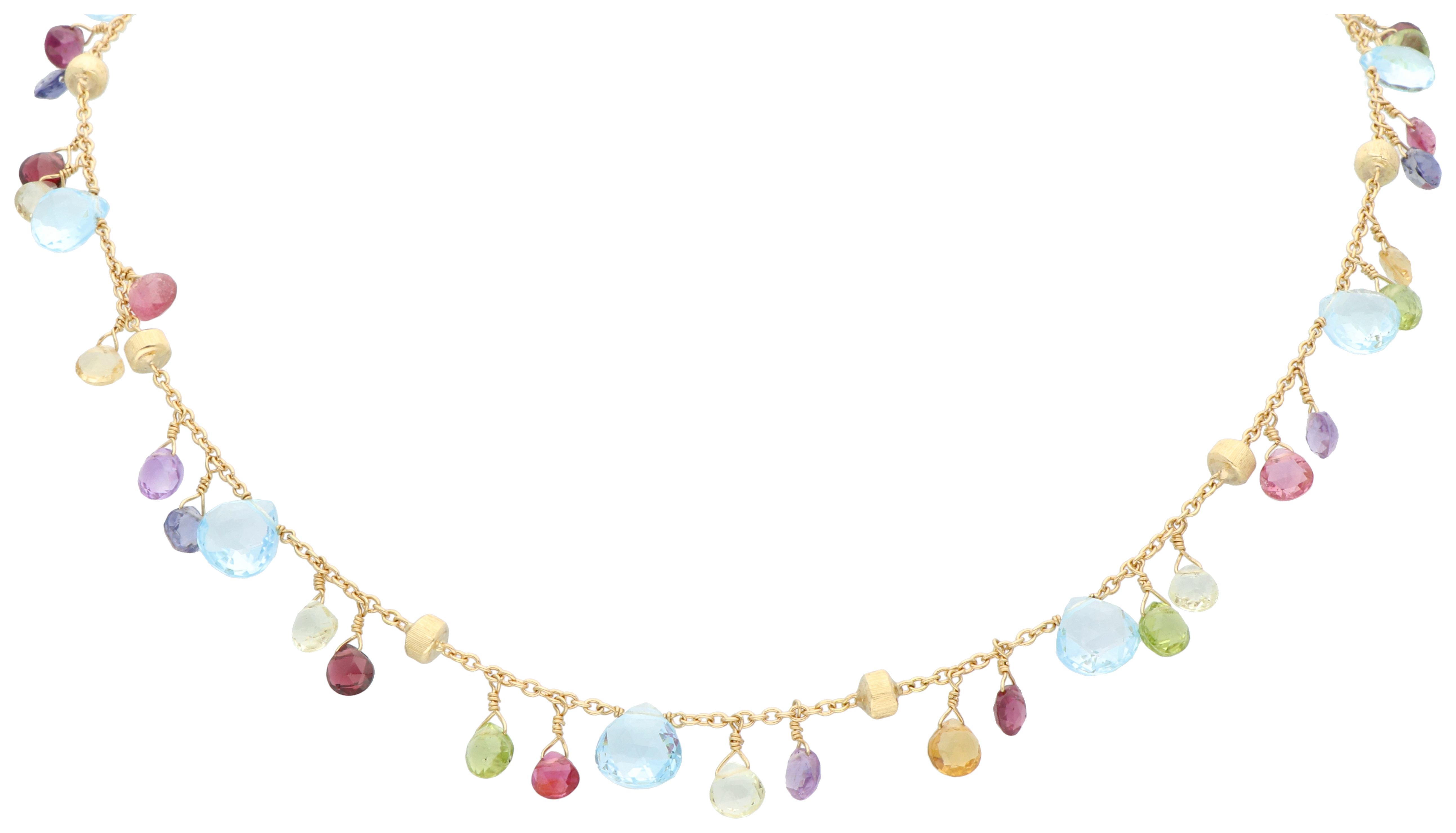 No Reserve - Marco Bicego 'Paradise' collection 18K yellow gold necklace with mix of gemstones
